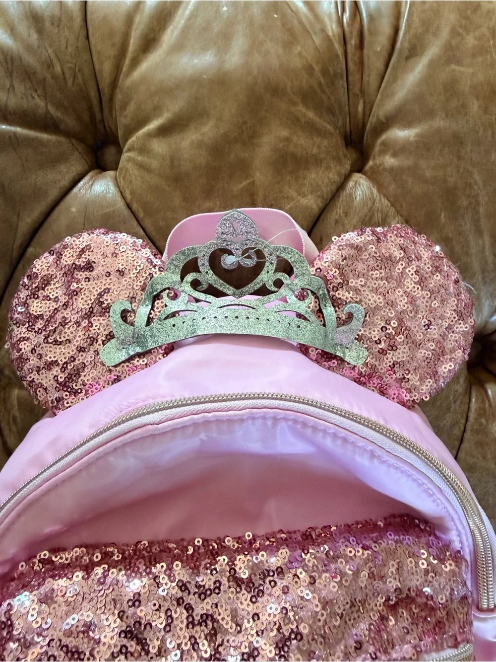 Disney Store Bibbidi Bobbidi Boutique Backpack Pink Sequin Minnie Ears Princess